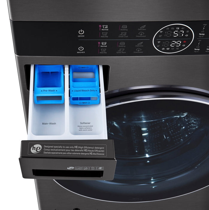 LG 5.2 Washer/7.4 Dryer Cu. Ft. Front-Load High-Efficiency Steam Washtower™ - Black Steel - WKGX201H… 