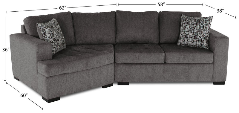 Legend 2-Piece Left-Facing Chenille Cuddler Sectional - Pewter