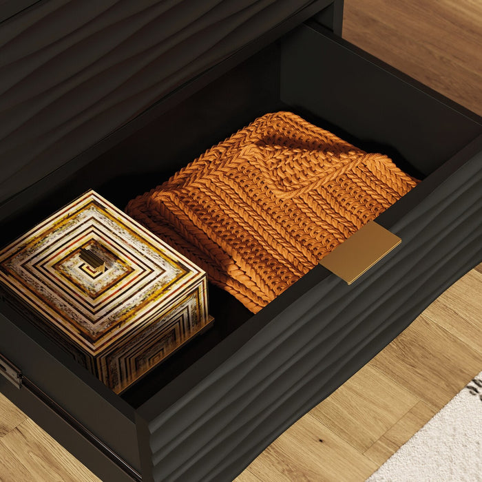 Reese 24” Modern 2-Drawer Cabinet - Black 