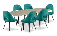 Joss 7pc Dining Set with Table & 6 Bay Chairs, 63-86.5