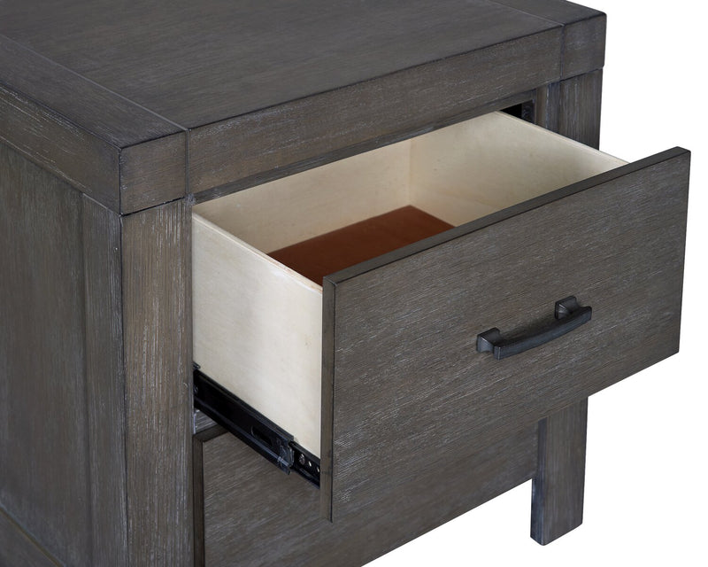 Koda Bedside 2-Drawer Nightstand, 23.7\"W x 23.7\"H, Acacia Wood - Grey 