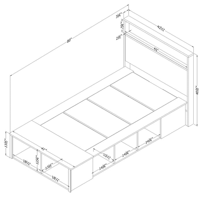 Everley Twin Storage Bed - White