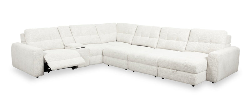 Scott Living Elevate Modular 7-Piece Right-Facing Beige Chenille Fabric Sectional with Power Reclining