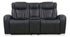 Shaquille O’Neal Home Titan 81\" Genuine Leather Power Reclining Loveseat with Shaq-o-pedic Comfort – Black