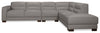 Citadel 3-Piece Right-Facing Top-Grain Genuine Leather Sectional with Rubberwood Legs - Grey