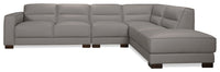 Citadel 3-Piece Right-Facing Top-Grain Genuine Leather Sectional with Rubberwood Legs - Grey