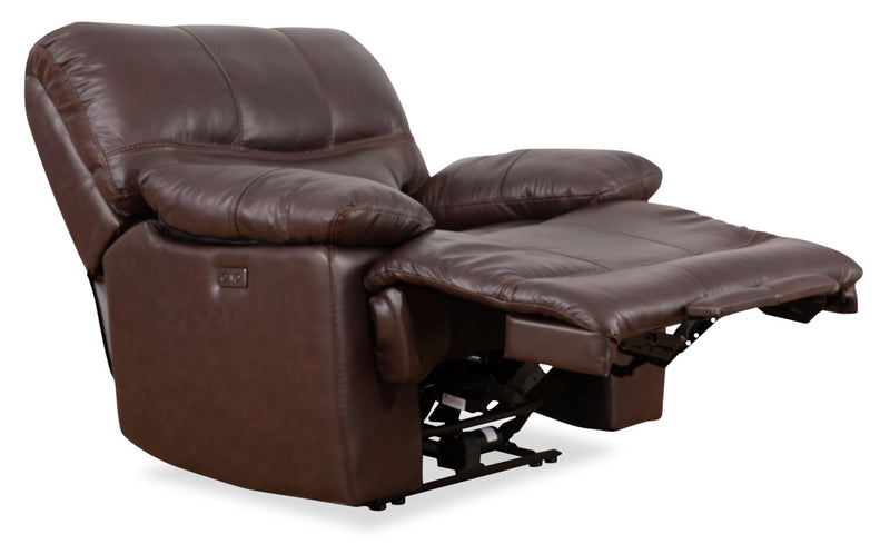 Franco 42.5\" Genuine Leather Zero Gravity Power Reclining Chair with USB Port - Brown 