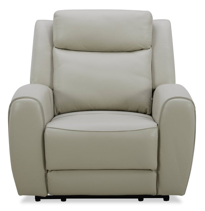 Reign 41.25\" Deltona Moonshine Taupe Top-Grain Genuine Leather Power Reclining Chair with USB Port
