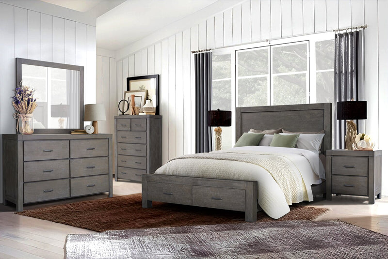 Koda Bedroom Chest of Drawers, 6-Drawer, 36\"W x 56\"H, Acacia Wood - Grey 