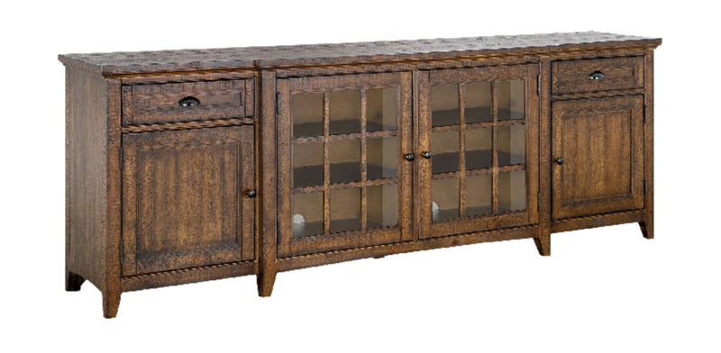 Wesley 90\" Traditional TV Stand with Storage and Cable Management for TVs up to 95\" - Toasted Nutmeg
