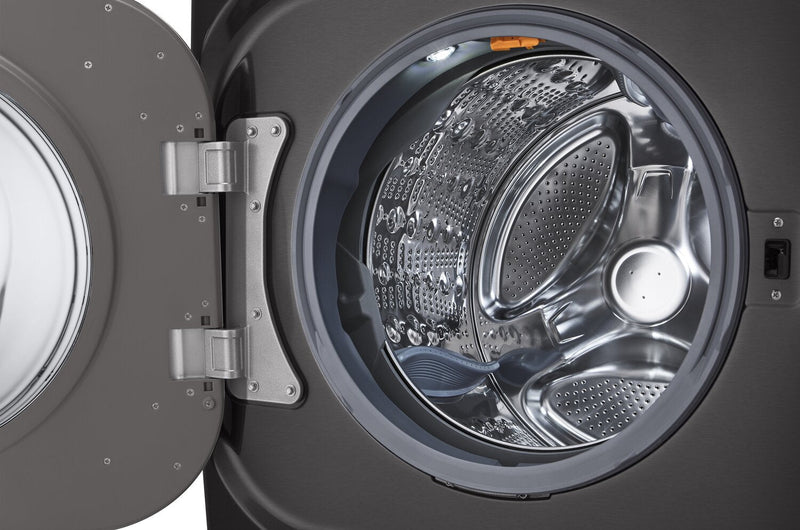 LG 6 Cu. Ft. Smart Front-Load High-Efficiency Steam Washer - Black Steel - Stackable - WM8900HBA 