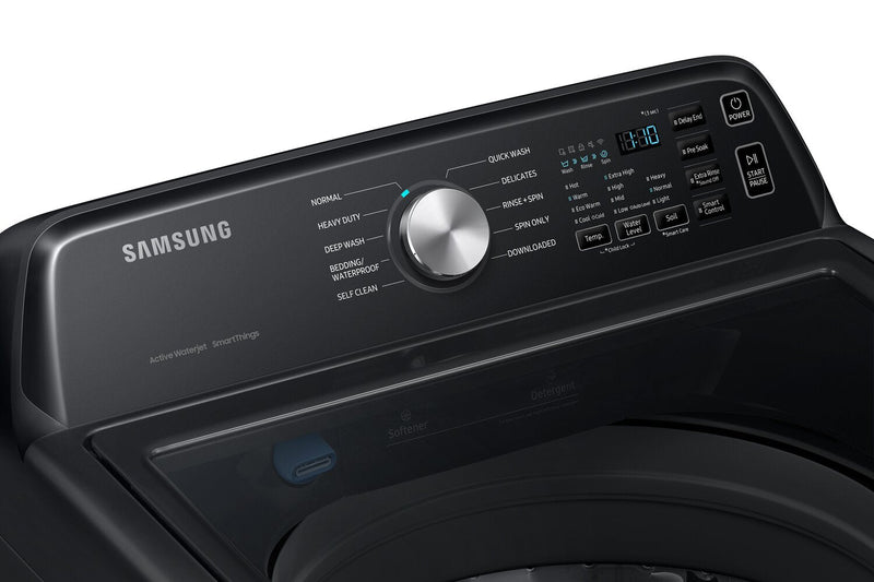 Samsung 5.3 Cu. Ft. Top-Load Washer and 7.4 Cu. Ft. Electric Dryer - Black Stainless 
