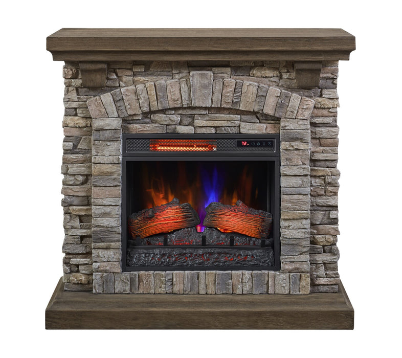Montana 43.5” Rustic Electric Fireplace - Grey Stone