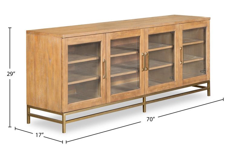 Cresset 70” Modern Solid Wood TV Stand with Storage and Cable Management for TVs up to 75\" - Belgian