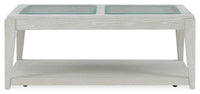 Vida 48” Solid Wood Coffee Table with Shelf and Casters - Sand