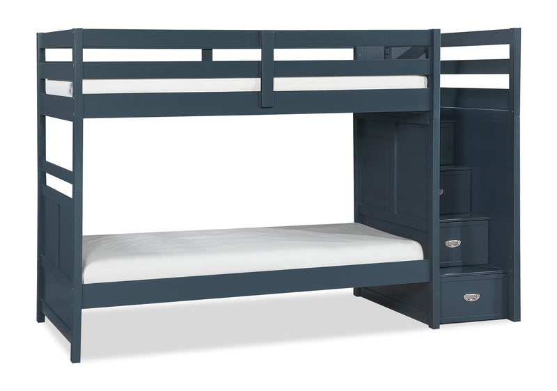 Quinn Twin/Twin Staircase Bunk Bed - Blue