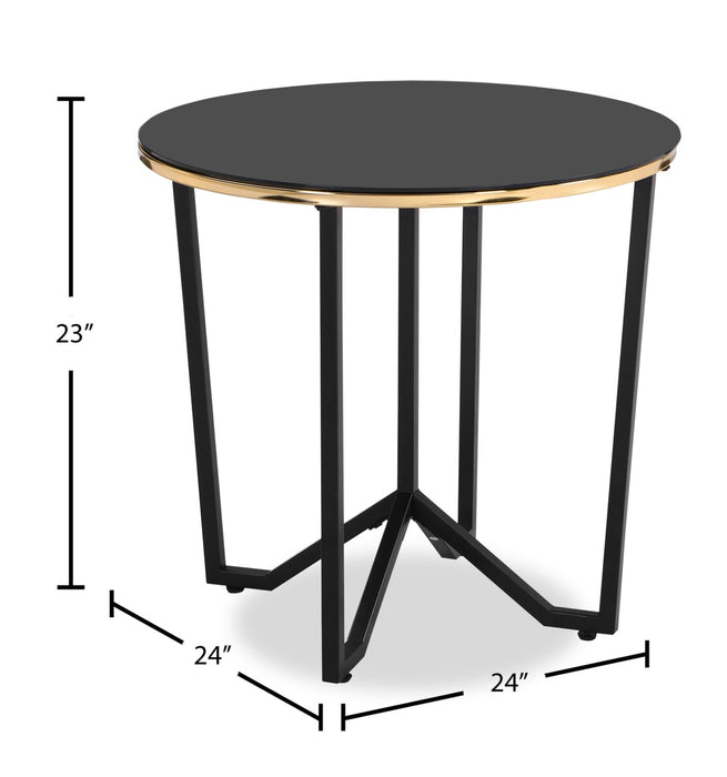 Xander Round Glass End Table - Black