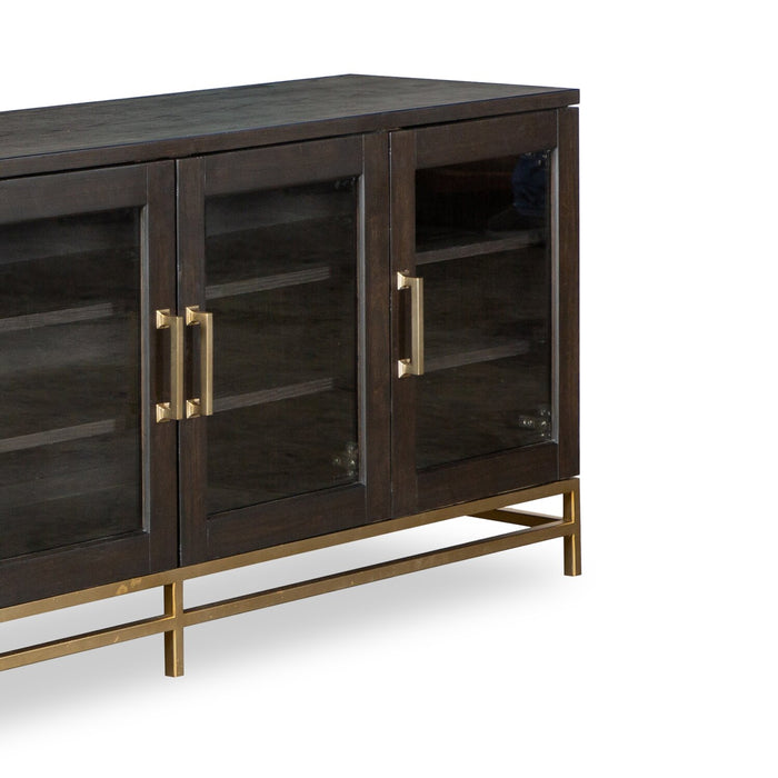 Cresset 70” Modern Solid Wood TV Stand with Storage and Cable Management for TVs up to 75\" - Coffee