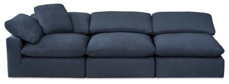 Eclipse 5-Piece Linen-Look Fabric Modular Sectional with Ottoman - Navy