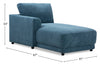 Voyage Modular Left-Facing Fabric Chair with Removable Back Cushions – Blue