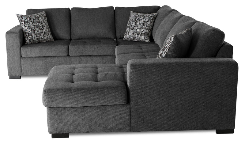 Legend 4-Piece Right-Facing Chenille Sleeper Sectional - Pepper 