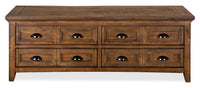 Hanson 50” Traditional Pine Lift Top Coffee Table with Storage and Casters - Toasted Nutmeg