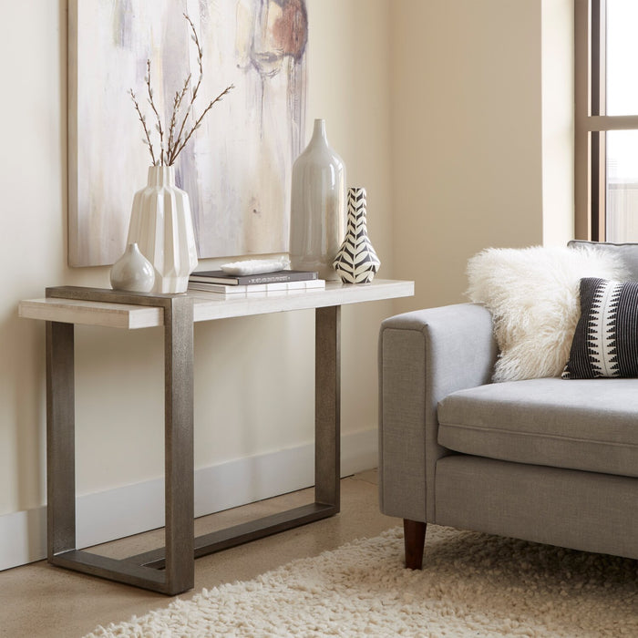 Cyprus 48” Modern Sofa Table - Beige/Bronze