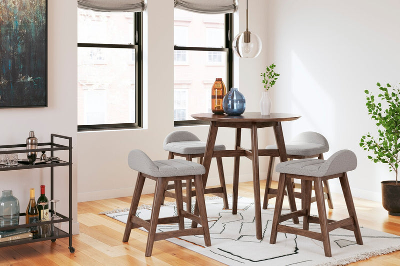 Jovi Counter-Height Stool with Linen-Look Fabric, 24\"H, Wood - Grey 