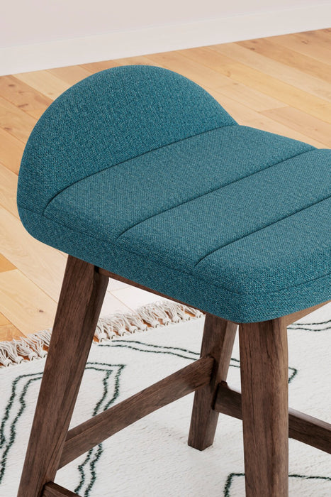 Jovi Counter-Height Stool with Linen-Look Fabric, 24\"H, Wood - Blue 