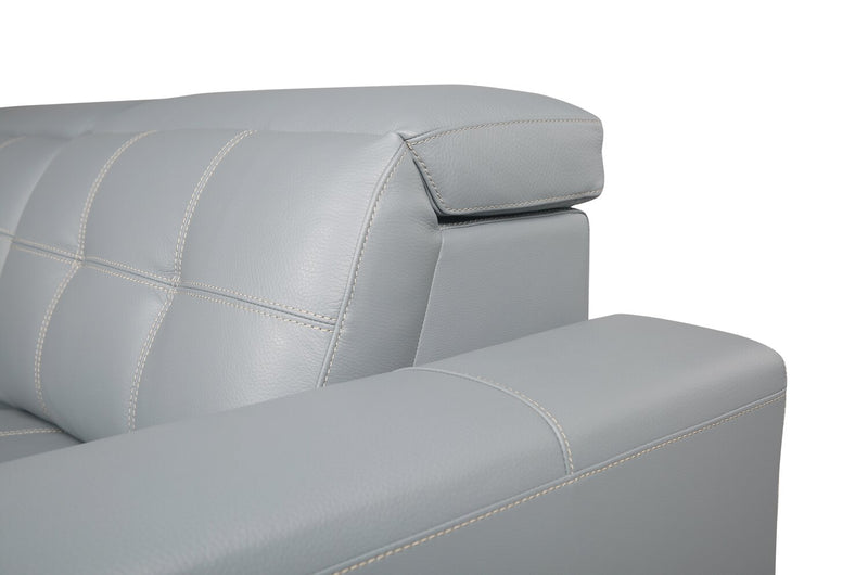 Geneva 3-Piece Pool Blue Genuine Leather Power Reclining Sectional with Power Headrests and USB Port