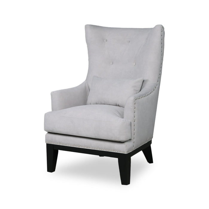 Haden 30\" Faux Suede Fabric Accent Chair with Wood Base and Nailhead Trim - Walks Dove Grey