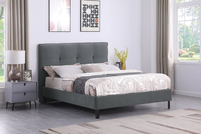 Amos Charcoal Upholstered Platform Bed Base - Full