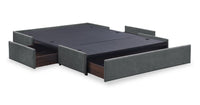 Amos Upholstered Storage Bed in Charcoal Fabric with Channelled Headboard & 3 Built-in Drawers - King Size