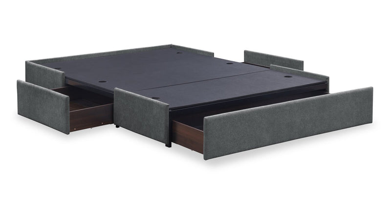 Amos Charcoal Upholstered Storage Bed with Channel Headboard - King