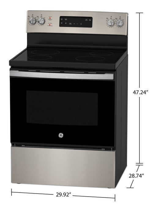 GE 5 Cu. Ft. Electric Range with Self Clean and 4 Burners - Slate - JCB630ETES 