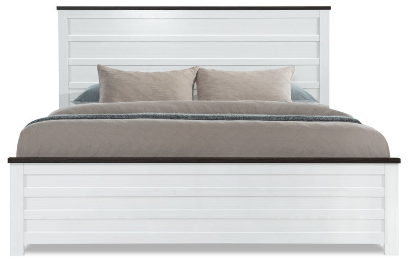 Zoey Panel Bed, Two-tone White & Brown - King Size 