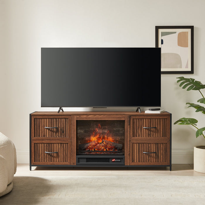  Harvin 54\" Electric Fireplace TV Stand with Storage for TVs up to 50\" – Brown Oak 