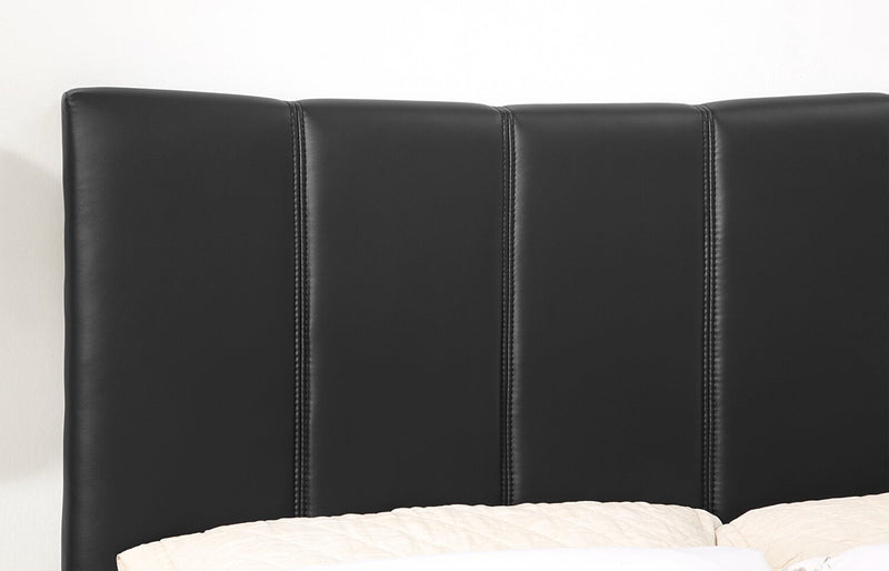 Paseo Platform Bed in Black Vegan-Leather Fabric - Queen Size