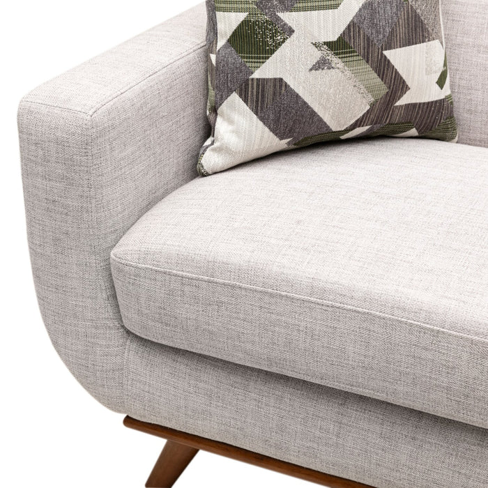 Kort & Co. Freeman 80” Dove White Linen-Look Fabric Condo Size Sofa with Wood Base and Legs