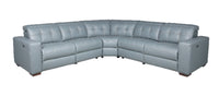 Geneva 3-Piece Genuine Leather Power Reclining Sectional with Power Headrests and USB Port - Pool Blue 