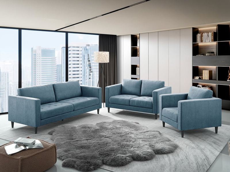 Metro 78\" Fabric Sofa with Tufted Seat Cushions and Reversible Back Cushions - Denim Blue
