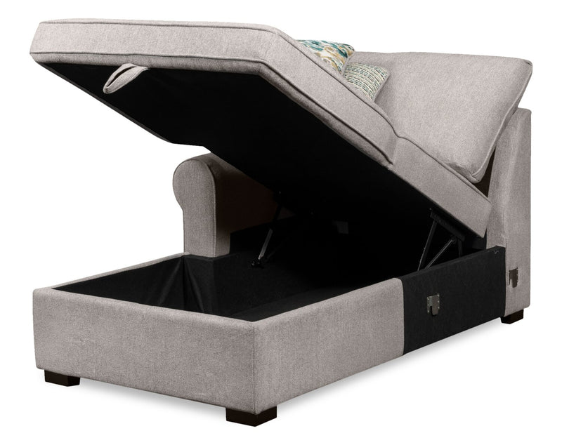 Scott Living Haven 3-Piece Right-Facing Chenille Fabric Cuddler Sleeper Sectional with Storage Chaise - Grey