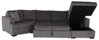 Made in Canada Legend 3-Piece Left-Facing Chenille Fabric Cuddler Sleeper Sectional with Chaise - Pewter Brown 