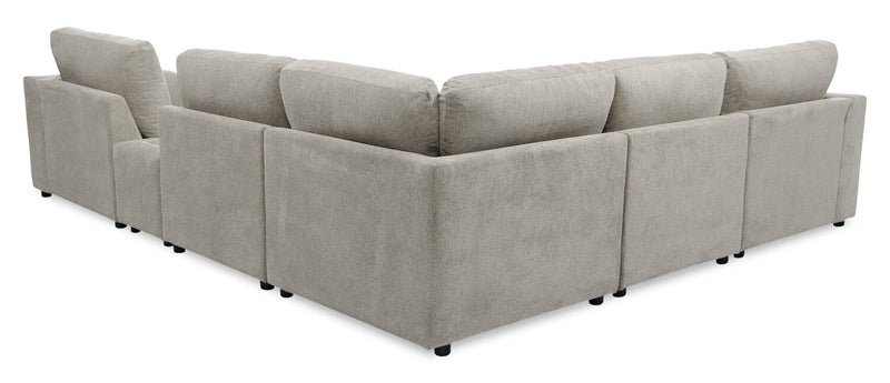 Voyage Modular 6-Piece Left-Facing Fabric Sectional with Console and Removable Back Cushions – Beige