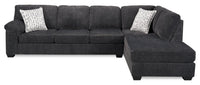 Made in Canada Morgan 2-Piece Right-Facing Chenille Fabric Sectional with Sofa and Accent Pillows - Grey 