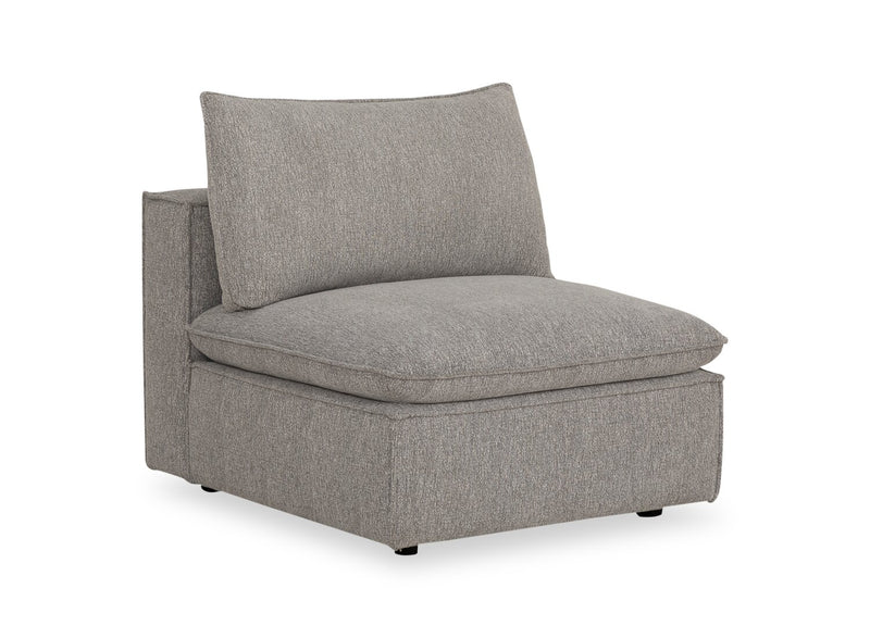 Fusion Modular 4-Piece Silver Grey Chenille Fabric Sectional with Removable Feather Down Back Cushions