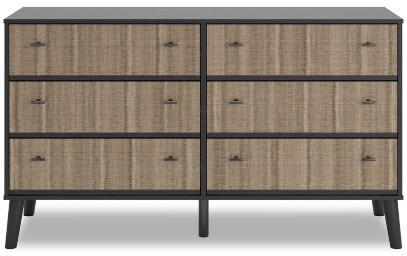 Kylo Bedroom 6-Drawer Dresser, 59\"W x 33.9\"H, Modern Mid-Century - Two-tone Black & Beige 