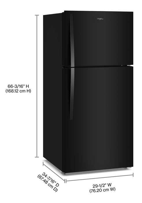 Whirlpool 29.5\" 19 Cu. Ft. Top Freezer Refrigerator with Total Coverage Cooling – Black - WRTX7419SB