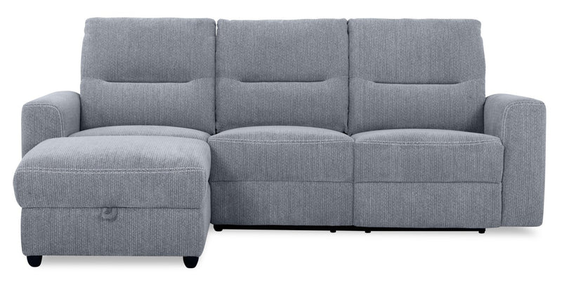 Meadow 2-Piece Left-Facing Charcoal Grey Chenille Fabric Power Reclining Sectional with Storage Chaise