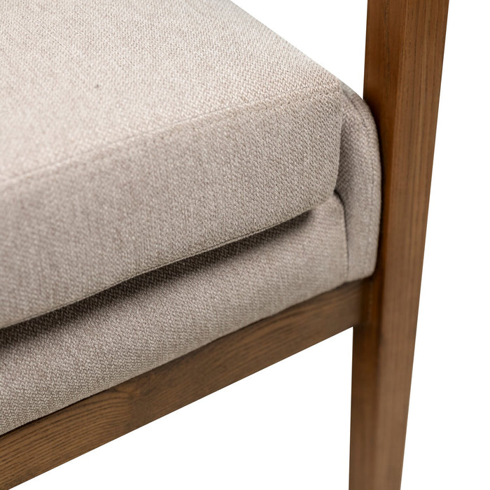 Echo 27.95\" Beige Fabric Accent Chair with Wood Arms and Legs